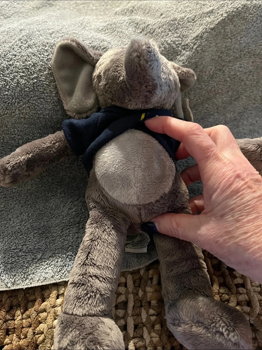 NWT I ♥ Cal Grey Plush Elephant with Navy T‑Shirt